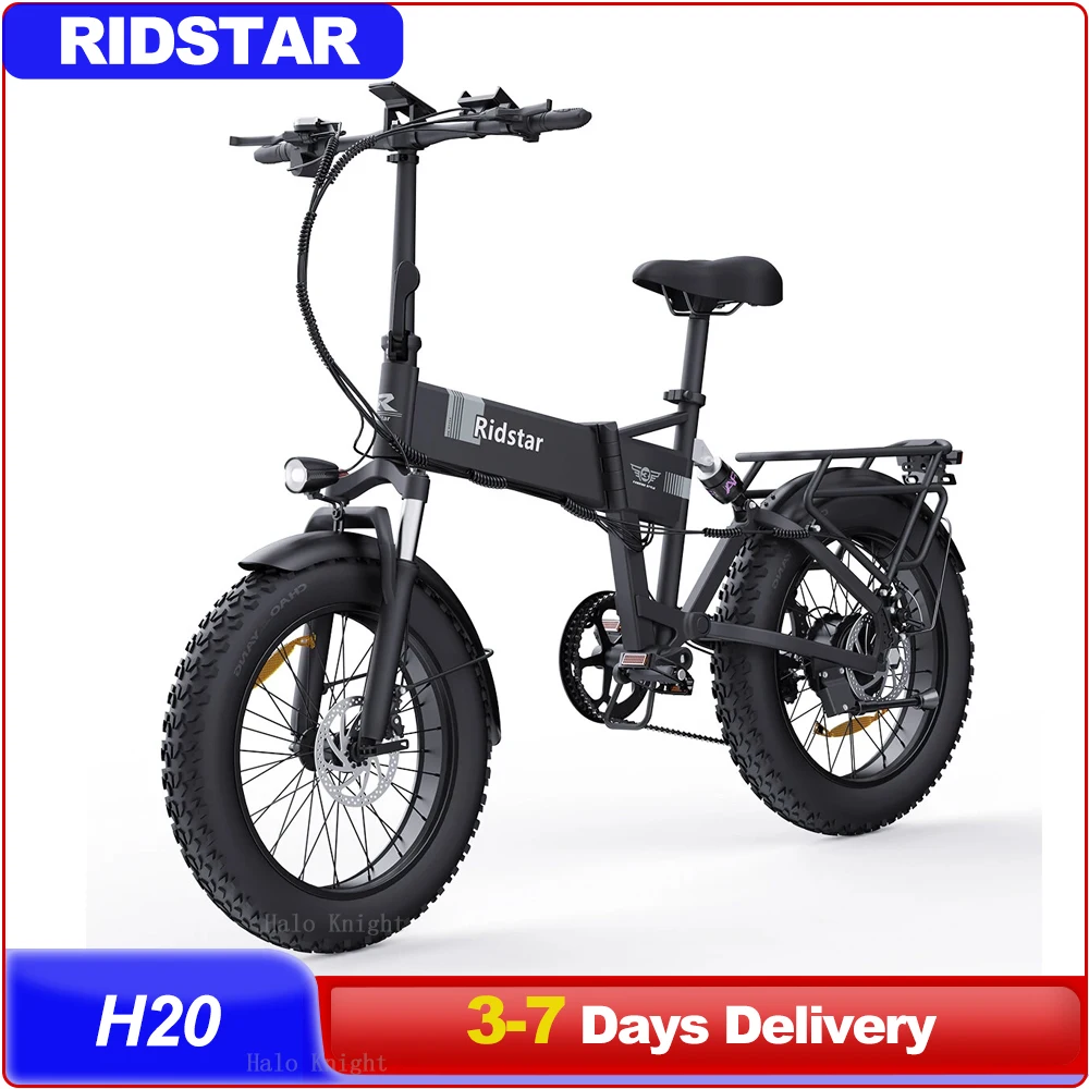 Cheap Adult E Bike 48V 1000W 15AH 20*4.0 Foldable Electric Bike Allov Aluminum Fast Electric Bicycle Ridstar H20 E-Bike