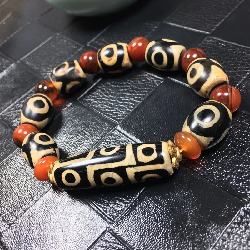 Boutique Leakage Collection Auction Tibetan Bucket Beads Agate Buddha Beads Nine Eyes Tianzhu Bracelet Fashion Tianzhu Agate