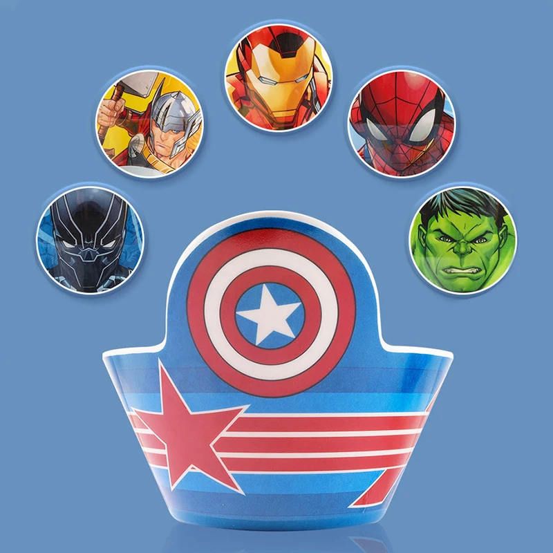 

Marvel Baby Bowl Spider Man Avengers Superheroes Food Plastic Tableware Anti-Fall Anti-scald Bowls Kids Kindergarten Dinner Dish