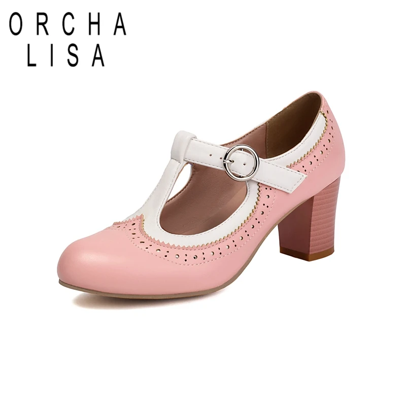 ORCHALISA 2025 Симпатичные женские туфли-лодочки с круглым носком, 6,5 см, блочные каблуки, Т-образный ремешок с пряжкой, большой размер 40, 41, 42, 43, черный, бежевый, розовый, комфортный, сладкий ORCHALISA 2025 Симпатичные женские туфли-лодочки с круглым носком, 6,5 см, блочные каблуки, Т-образный ремешок с пряжкой, большой размер 40, 41, 42, 43, черный, бежевый, розовый, комфортный, сладкий