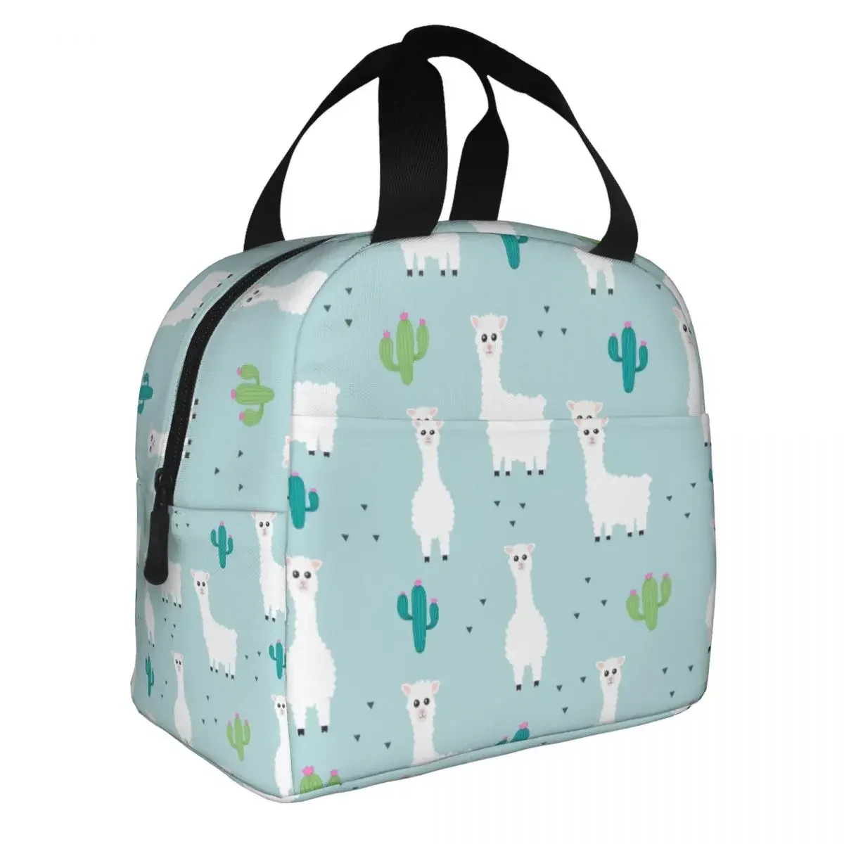 Lunch Bags for Men Women Cute Animals Llama Alpaca Cactus Thermal Cooler Bags Waterproof School Canvas Lunch Box Handbags