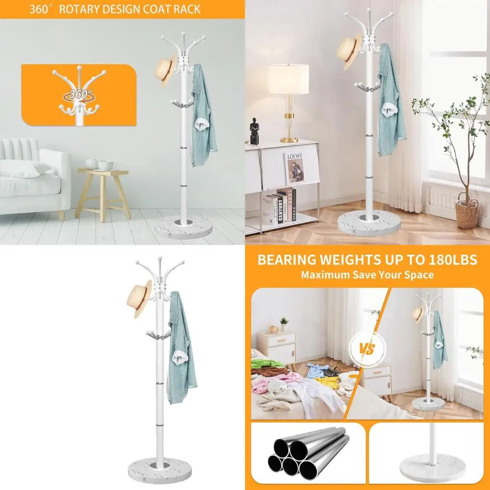 

Современная мраморная подставка для одежды на 360° ° Поворот и 14 крючков для прихожей и офиса