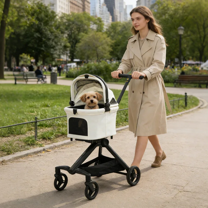 Foldable Pet Stroller Integrated Pet Outing Stroller Dog Walking Cat Trolley