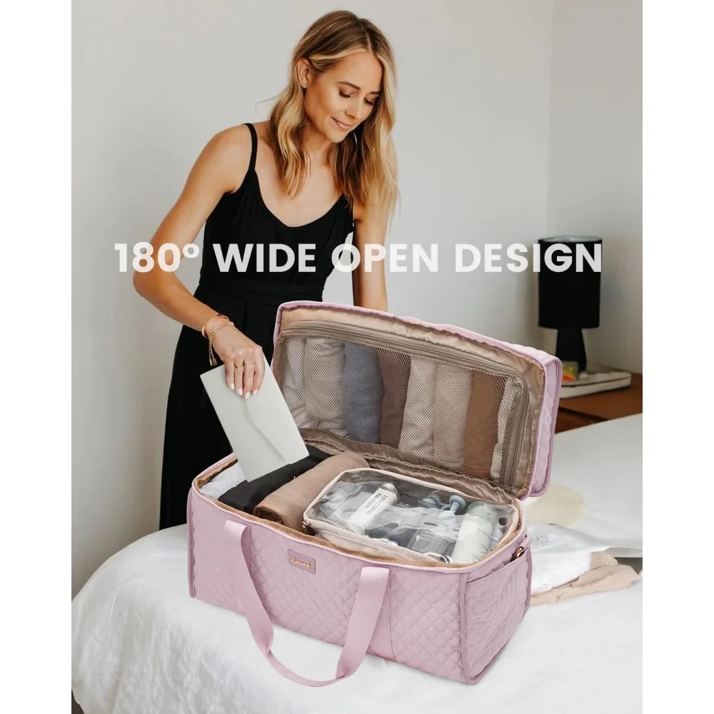 مجموعة حقيبة حمل لعطلة نهاية الأسبوع مع أدوات الزينة وجيب مبلل، معدات سفر مكونة من 3 قطع للرحلات الليلية