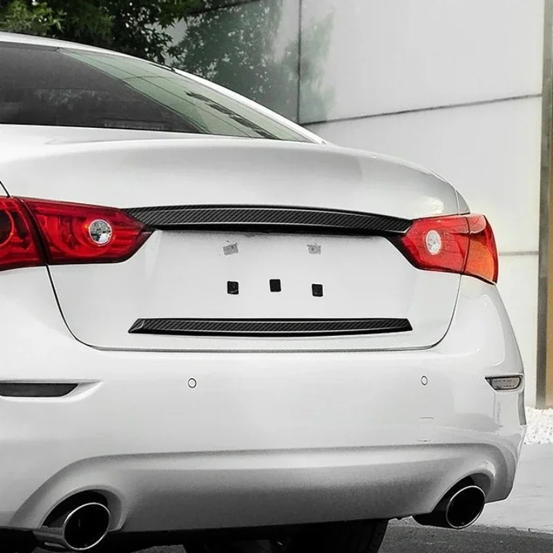 

For Infiniti Q50 2015-2017 Real Carbon Fiber Car Rear Trunk Tailgate Plate Covers Trim Car Accessories