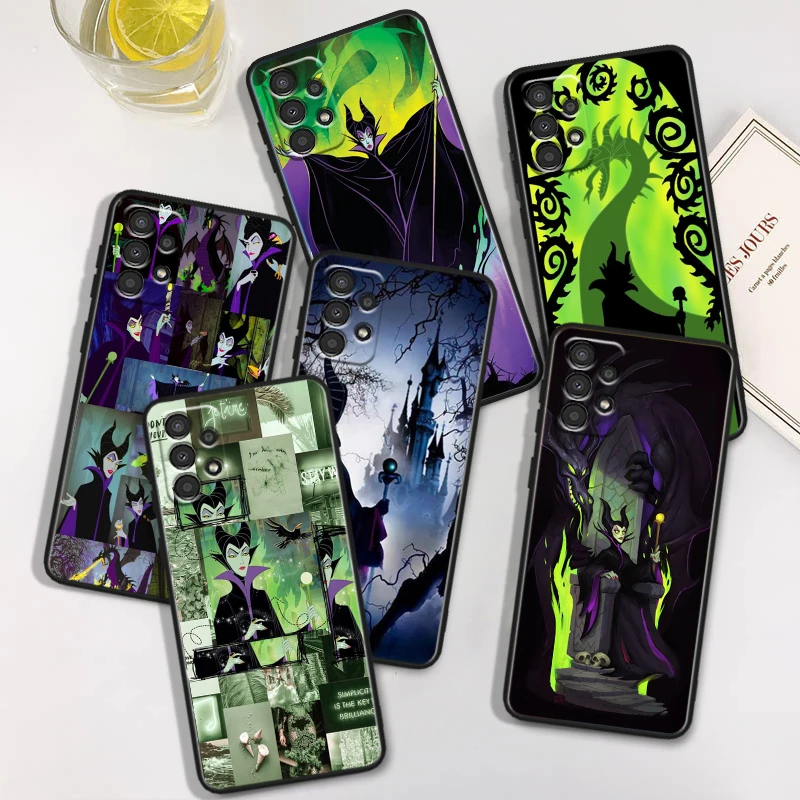 Disney M-Maleficent Czarne etui na telefon Samsung A 01 02 03 04 05 10 11 12 13 14 20 21 22 23 25 30 S E Core Shell Soft Cover