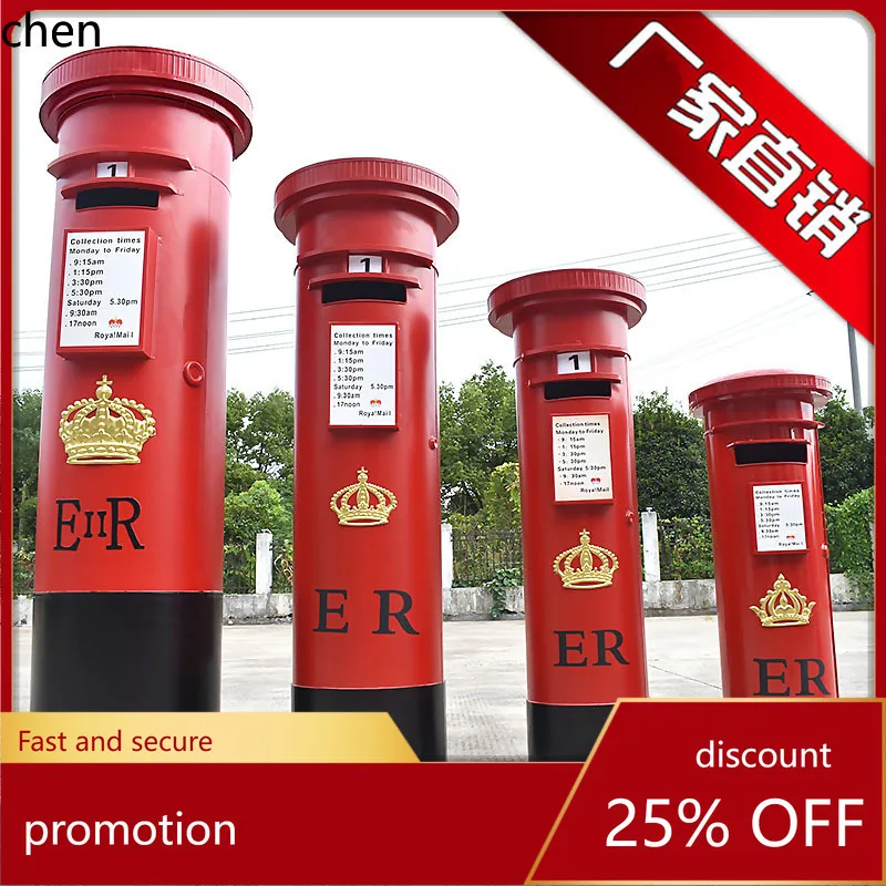 

Ht iron art retro mailbox floor-standing decorative mailbox movable ornament wedding photography props manufacturer