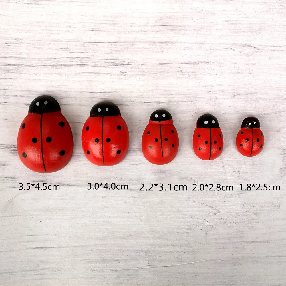 Large Wooden Ladybug Insect Animal Wood Craft DIY Accessories Miniature Fairy Garden Decoration