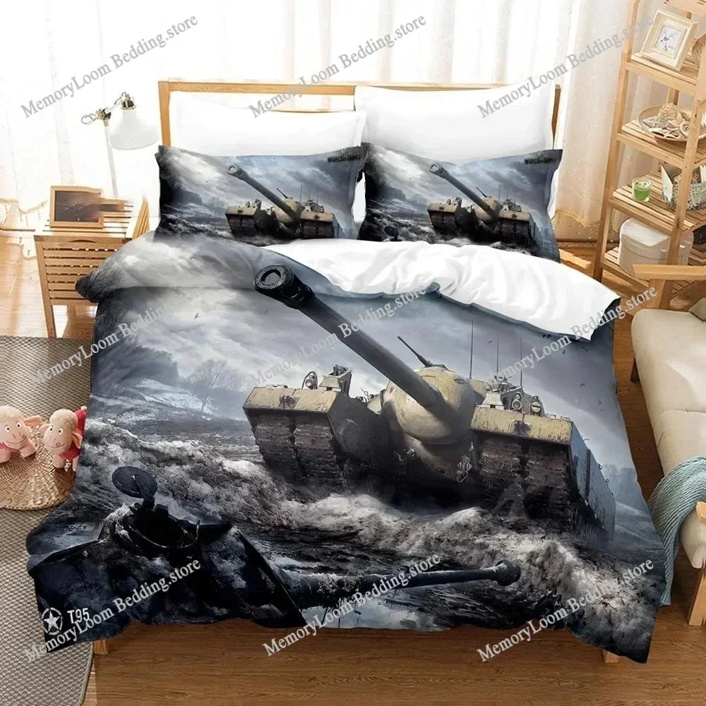 3D Printed World of Tanks Bedding Set Boys Girls Twin Queen Size Duvet Cover Pillowcase Bed Kids Adult Home Textileextile