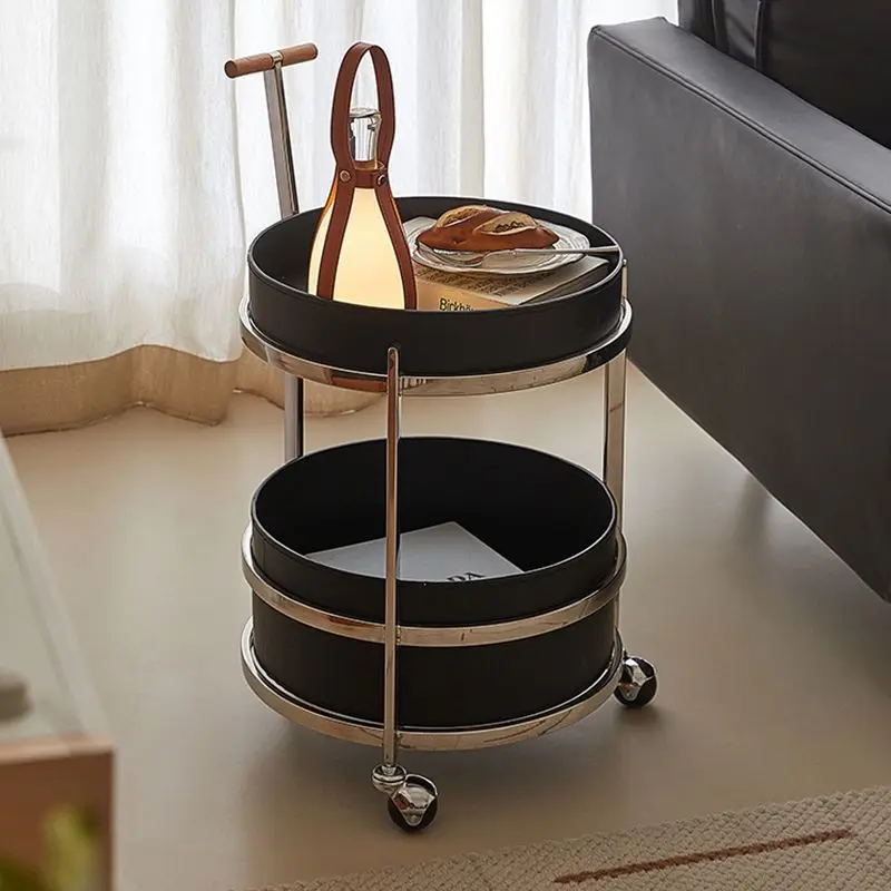 Modern light luxury edge few movable trolley high sense stainless steel sofa edge several Internet celebrities ins wind saddle l