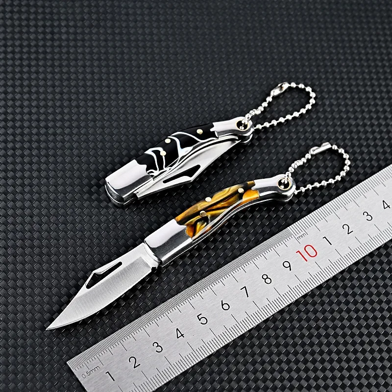 Stainless Steel Mini Folding Knife Sharp Shrimp Knife Express Delivery Unboxing Key Chain Pendant Self-Defense Fruit Knife