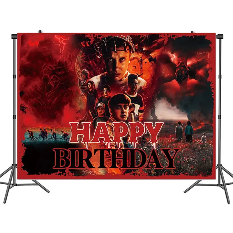 Tło dekoracyjne na imprezę w stylu Stranger Things dla chłopców, na urodziny, baby shower, baner, rekwizyty do zdjęć. — zdjęcie 2