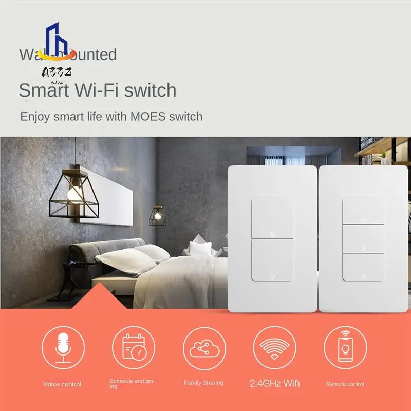

A33Z-Tuya Zigbee кнопочные переключатели физический умный настенный переключатель света США таймер банды голосовое управление вилка стандарта США