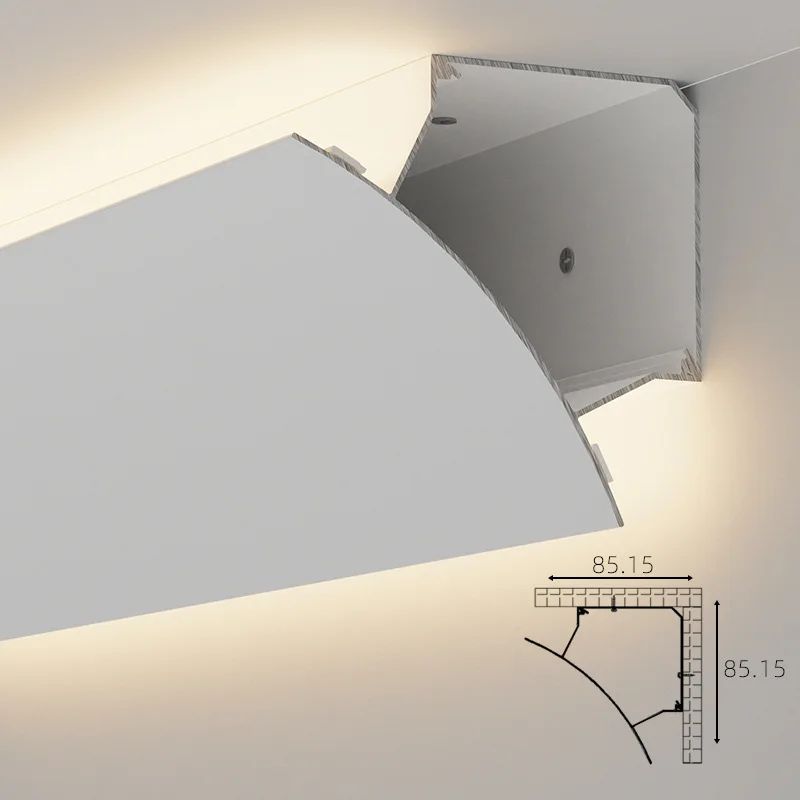 Top Corner LED Aluminum Profile Channel, Surface Mounted Double Sides Luminous Plaster Line Lamp,Ceiling Indoor Decoration Light