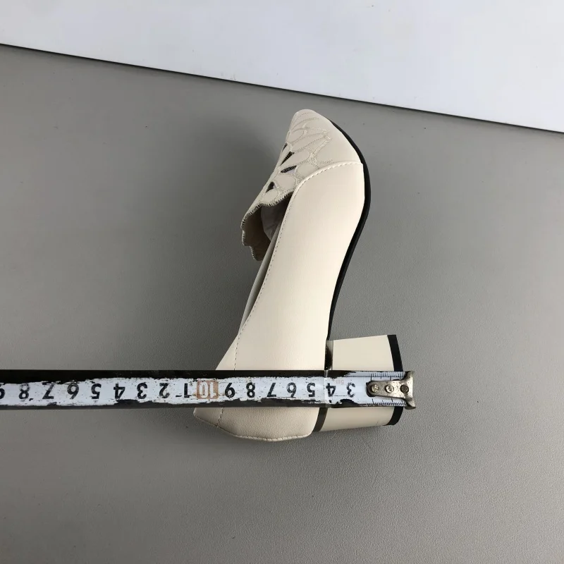 جديد مريح Faionable الجوف خارج جلدي المرأة oes أشار تو الانزلاق على لباس غير رسمي منتصف الكعب موسم الربيع #4