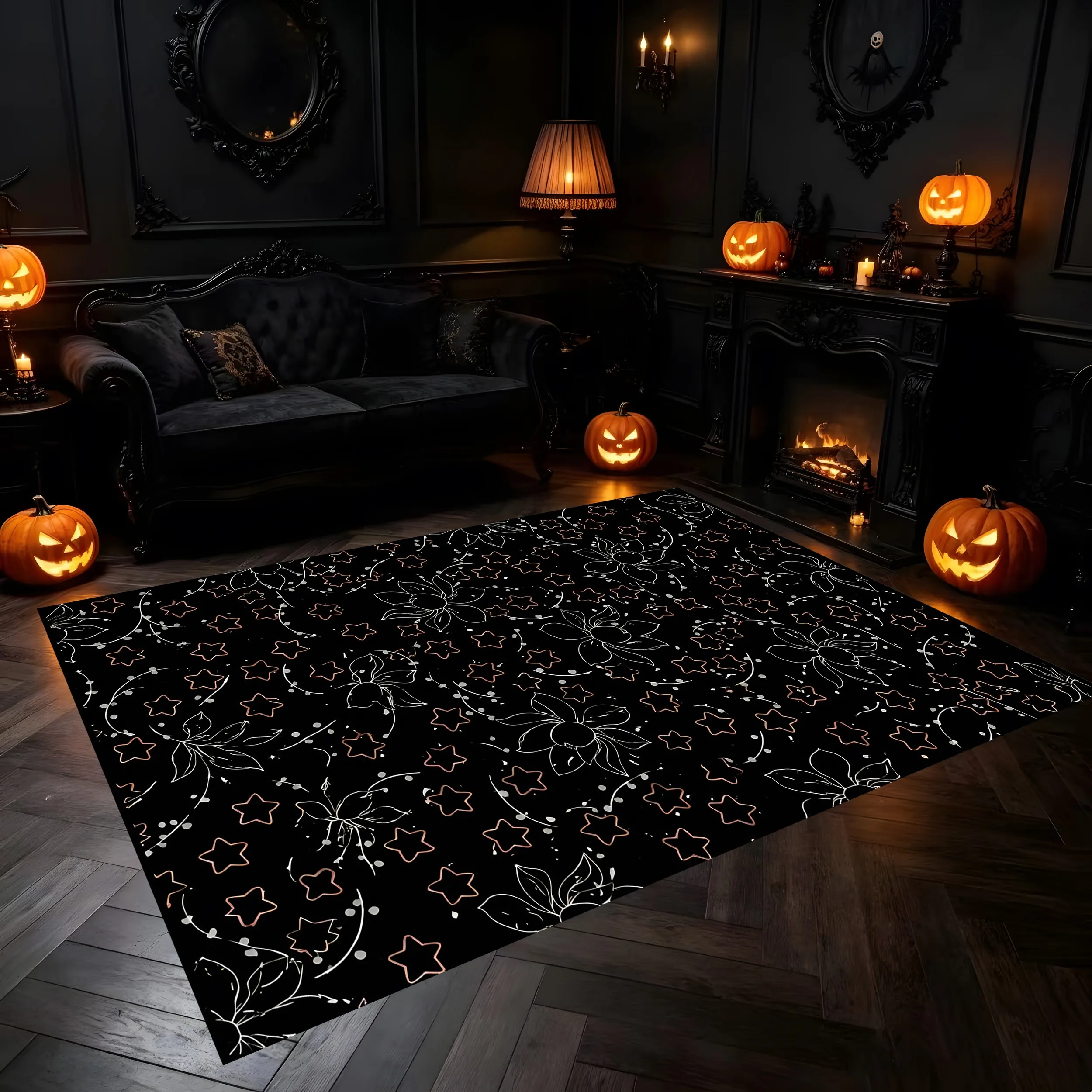 Subtle Starburst Floral Pattern Rug, Luxury Sophisticated Carpet for Living Room Bedroom, Fall Home Decor