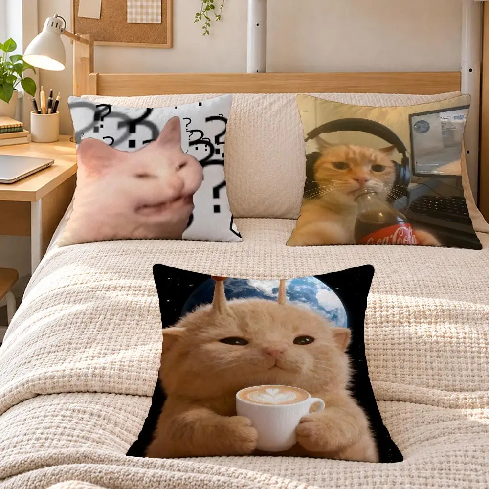 Meme Animals P-Popular Emoticons Animals Cushion Cover Soft Short Plush Sofa Bedroom Den Car Dorm Decor Gifts