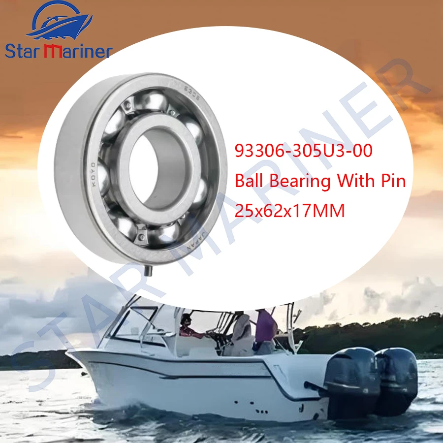

93306-305U3-00 ПОДШИПНИК для подвесного мотора 2t Yamaha 20HP 25HP 30HP Tohatsu 9.9HP 15HP 18HP M25X M30X 93306-305U3 Лодочный двигатель