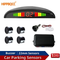 HIPPBQCC-Kit de estacionamiento con sensores de estacionamiento para coche, 22mm, 4 sensores, pantalla LED, retroiluminación, sistema de monitoreo de Radar de marcha atrás, 4 colores, 12V