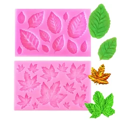 2ps Silicone Molds For Cake Decoration Tools DIY Chocolate Various Leaf Maple Leaf Resin Molds Fondant Kitchen Baking Supplies