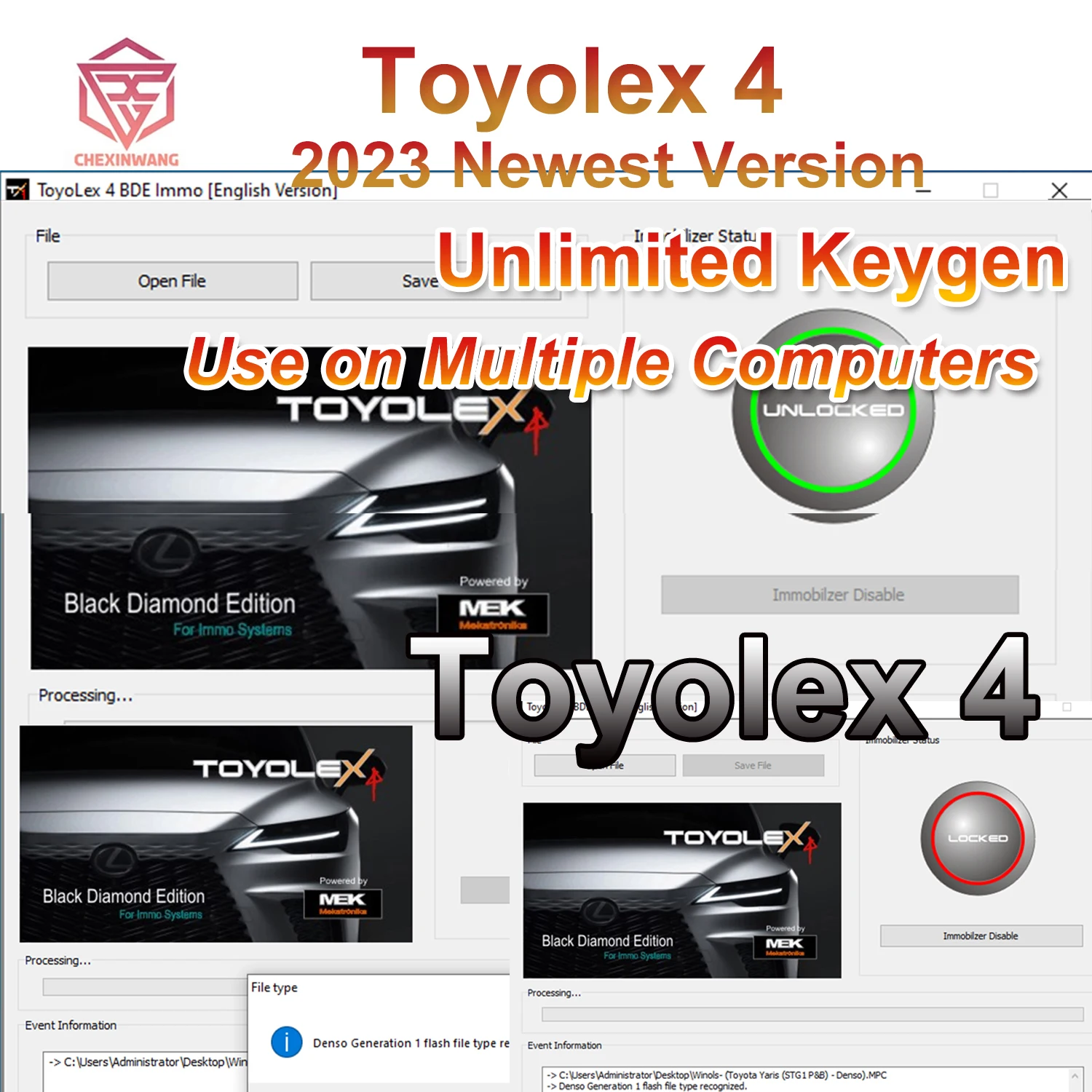 2023 Toyolex 4 Toyolex4 Unlimited Keygen for Lexus Denso Mascheramento DTC Disable Funziona for Kess Ktag ECU Tuning Toyol