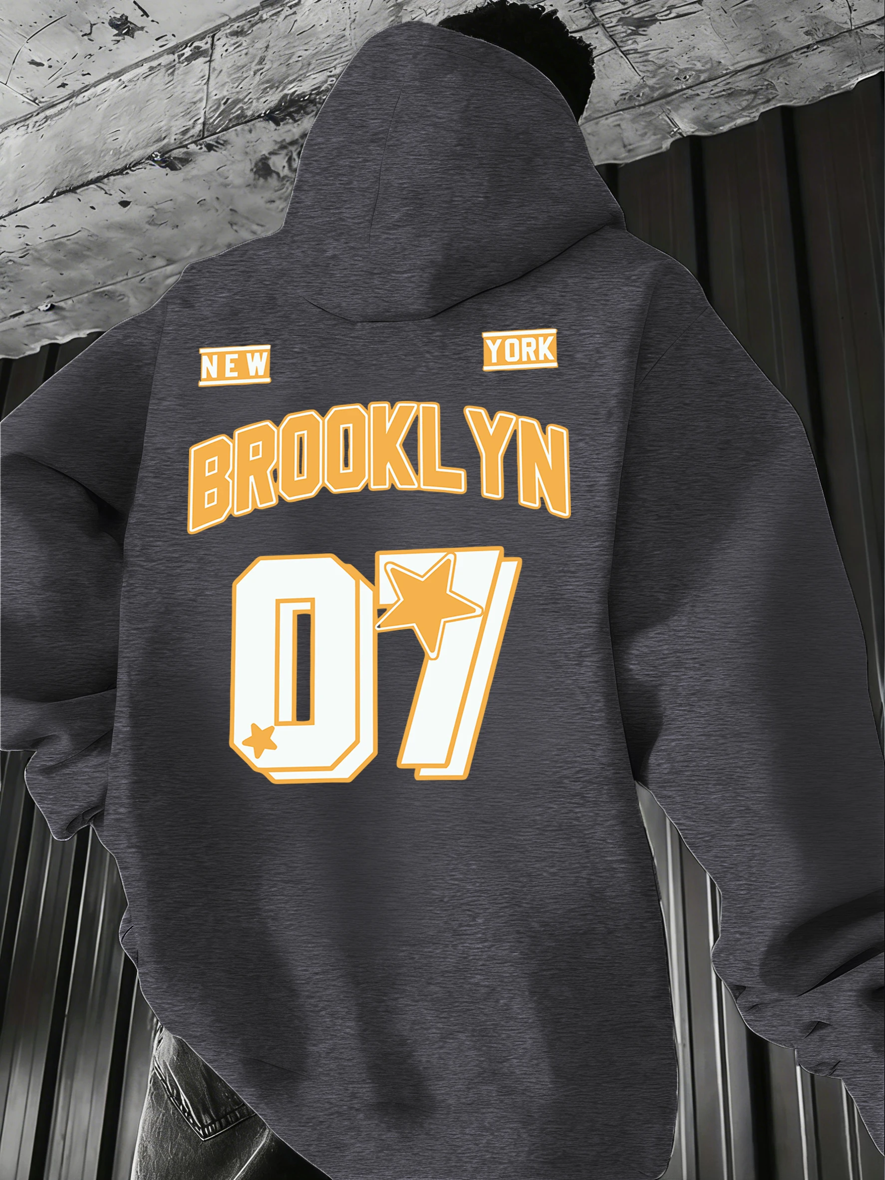 

Мужская толстовка с капюшоном Brooklyn New York Number 07, универсальный пуловер с круглым вырезом, осенняя уличная одежда, флисовая, унисекс, свободного кроя, с длинными рукавами