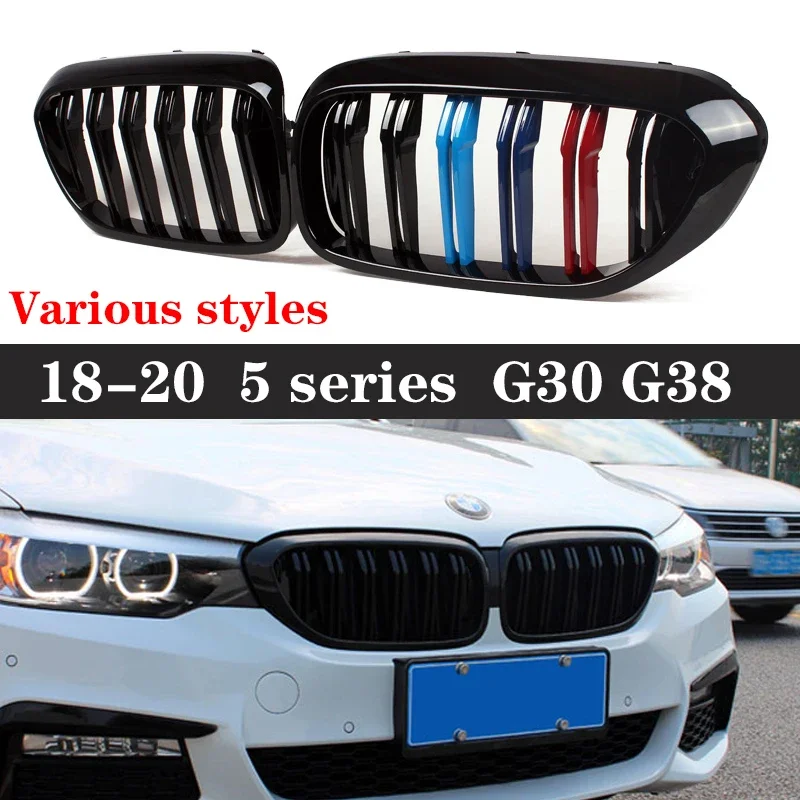 For  BMW 5 Series M5 F90 G30 G38 2017-2020 Kidney Grille Glossy Black ABS  Color Plastic Front Bumper Auto Decor Gril body kit