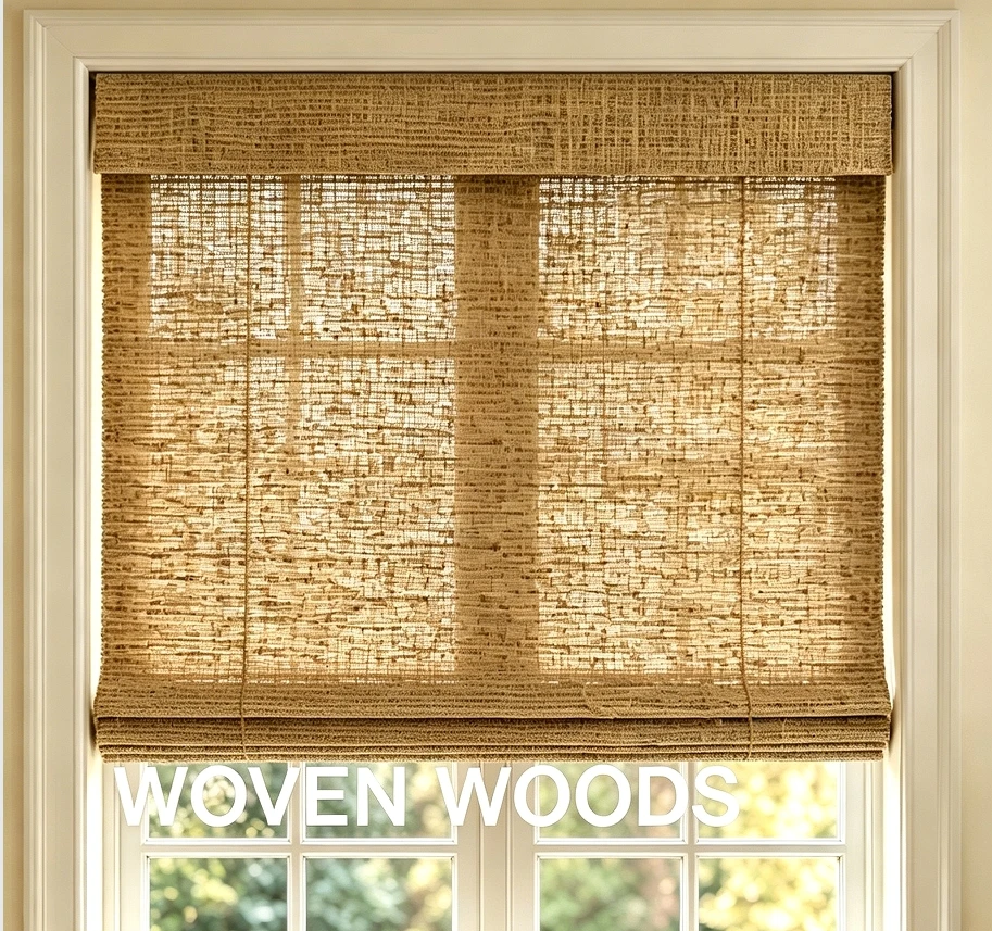 Child Safe Hot selling Natural Woven Wood Cordless Light Filtering Bamboo Blinds For Home Decor
