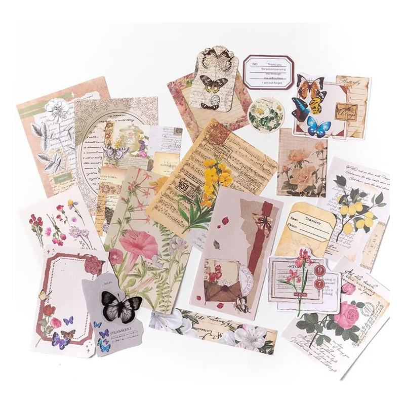 260Pcs Vintage Scrapbooking Stickers Pack,DIY Retro Journaling Supplies Stickers Kit,Flowers Scrapbook Paper Accessories