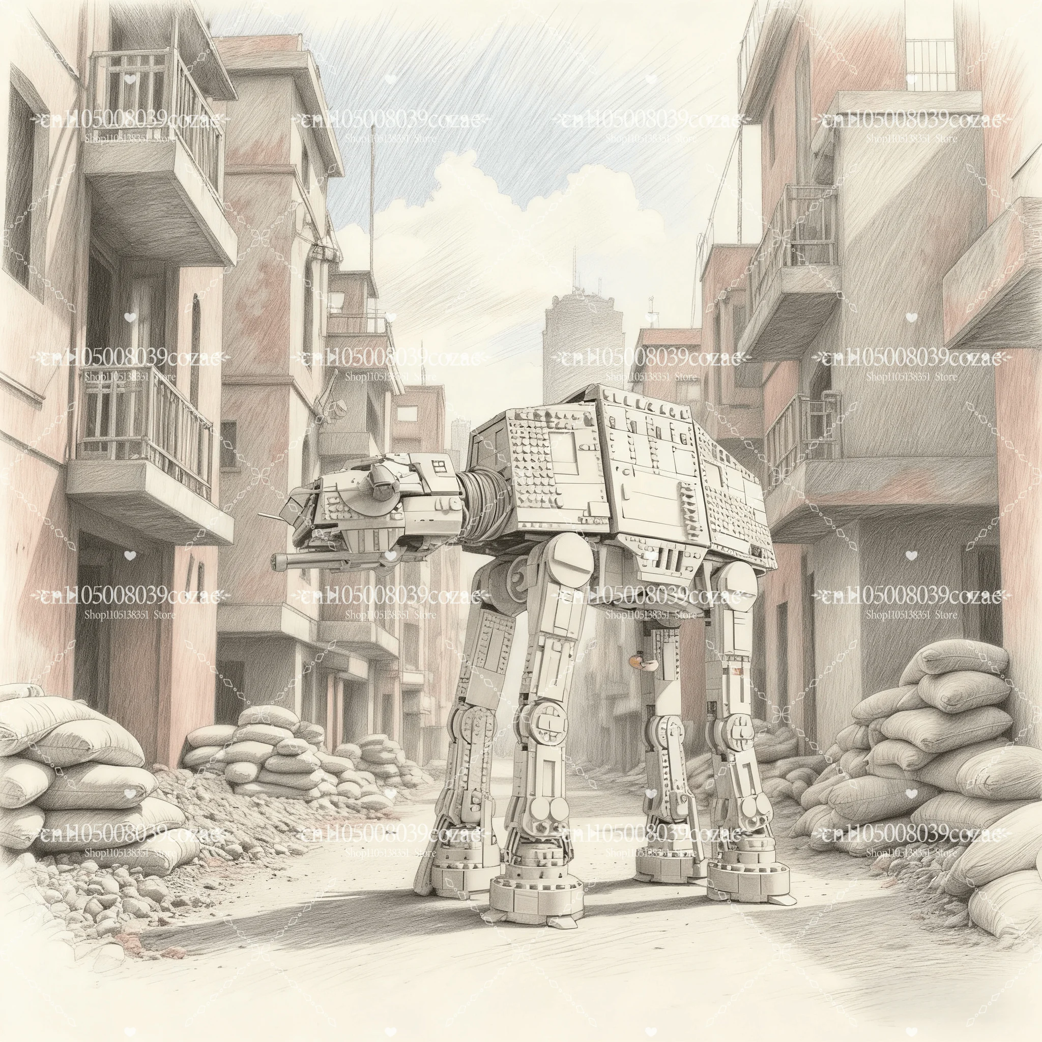 6785 قطعة Modle AT مشوا مدرعة Moc أفكار وحدات اللبنات الطوب لعبة تعليمية للأطفال هدايا عيد الميلاد