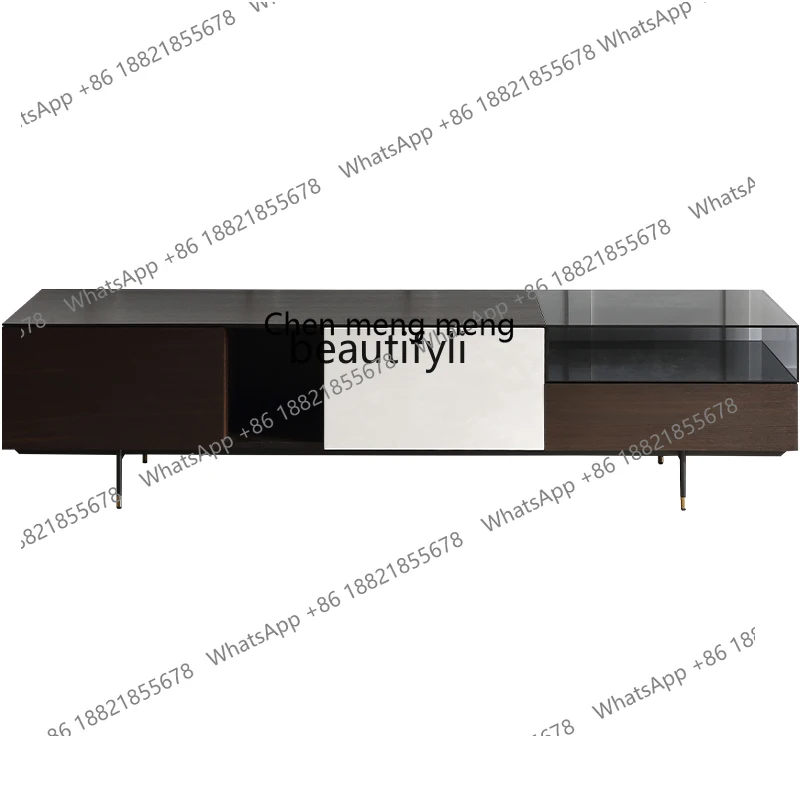 

Italian Minimalist TV Cabinet Large Apartment Villa Living Room View 2.2 M Listening Cabinet Light Luxury Modern Floor Cabinet