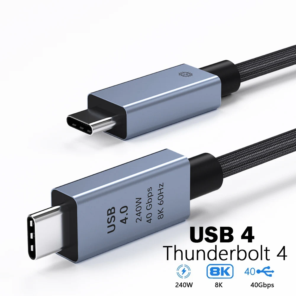 USB4.0 Cable 240W Thunderbolt 4 Type C Super Fast Charging Cable USB C To Type C Cable For Huawei Samsung Laptop Mobile Disk