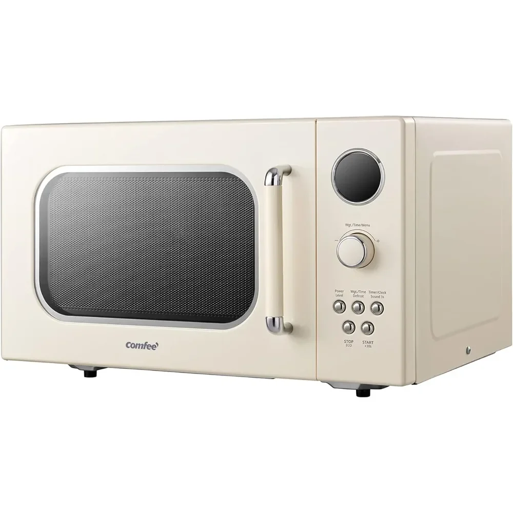 Microwave with 9 Preset Programs,Turntable Reset Function,Mute Function, ECO Mode, LED digital display, 0.9 cu.ft, 900W, Apricot