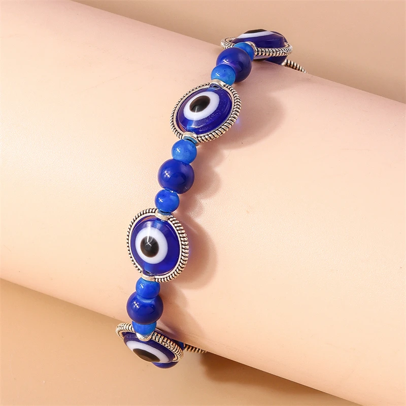 Fashion Blue Evil Eye Handmade Beads Bracelet for Women Girls Party Festival Jewelry Gifts
