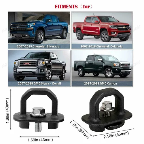 Imagen 2 del producto Anclajes de pared laterales para cama de camión, rojo/azul/negro, juego de 4 Uds., ancla de amarre para cama de camión Chevy Silverdo Pickup, fácil de usar