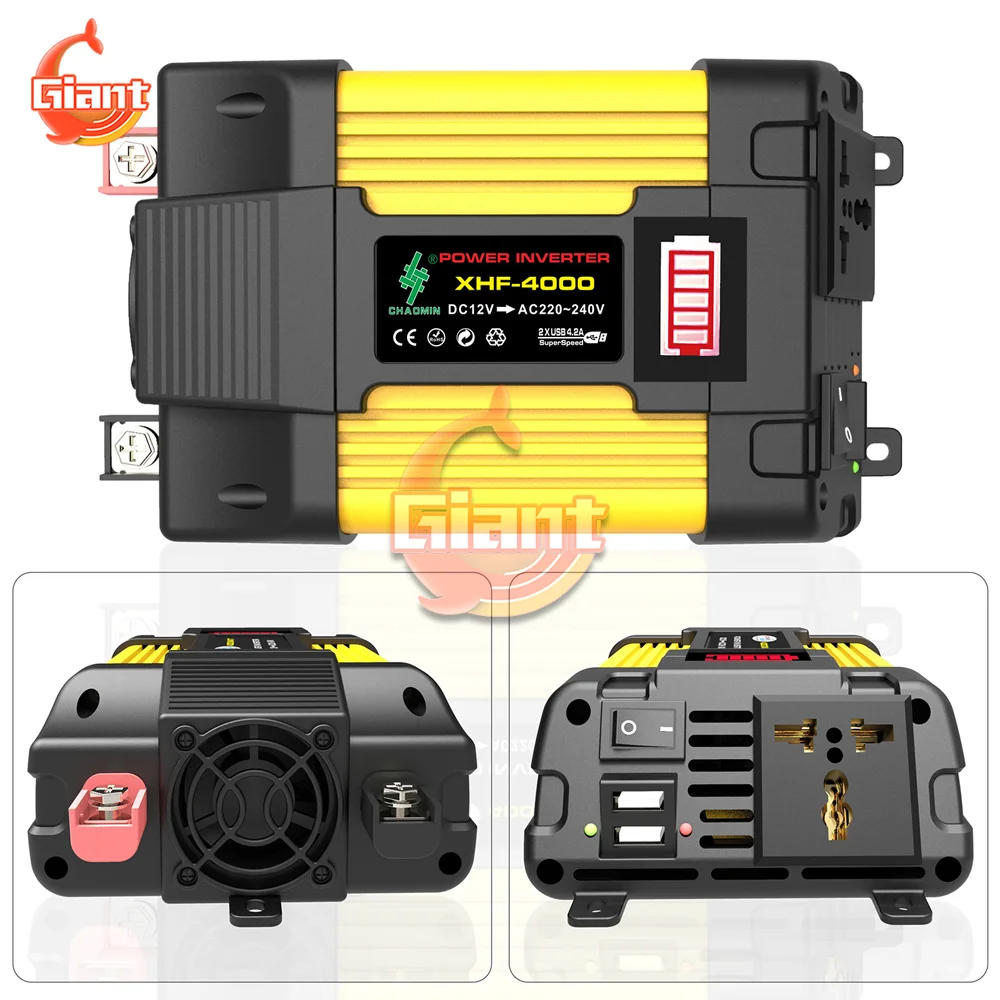 12V to 240V/110V Car Inverter Vehicle Mounted Inverter Dual USB Power Bank Multi-function Transformer Converter 4000W/6000W