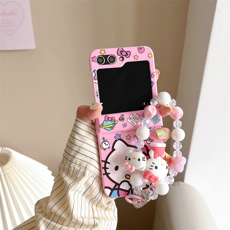 Sanrio-ハローキティの電話シェル,ストラップ付きのカラフルなケース
