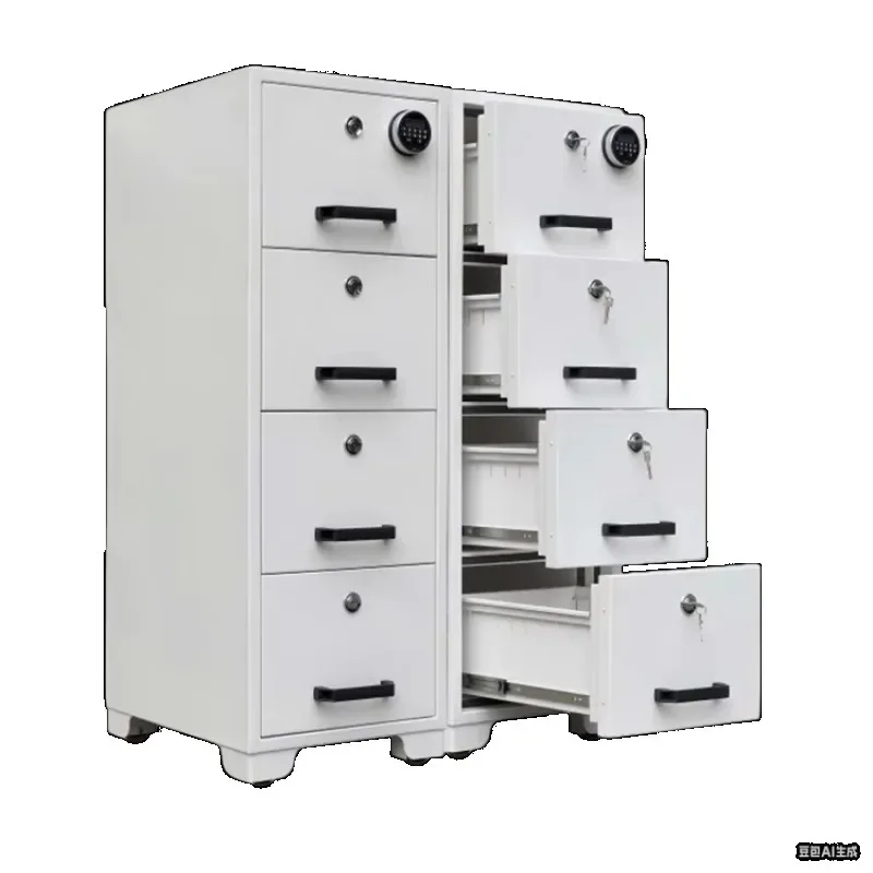 

【Fashionable】4-Drawer Steel Fireproof Office Storage Safe Fire-Resistant Filing Cabinet with Independent Key Combination Electr