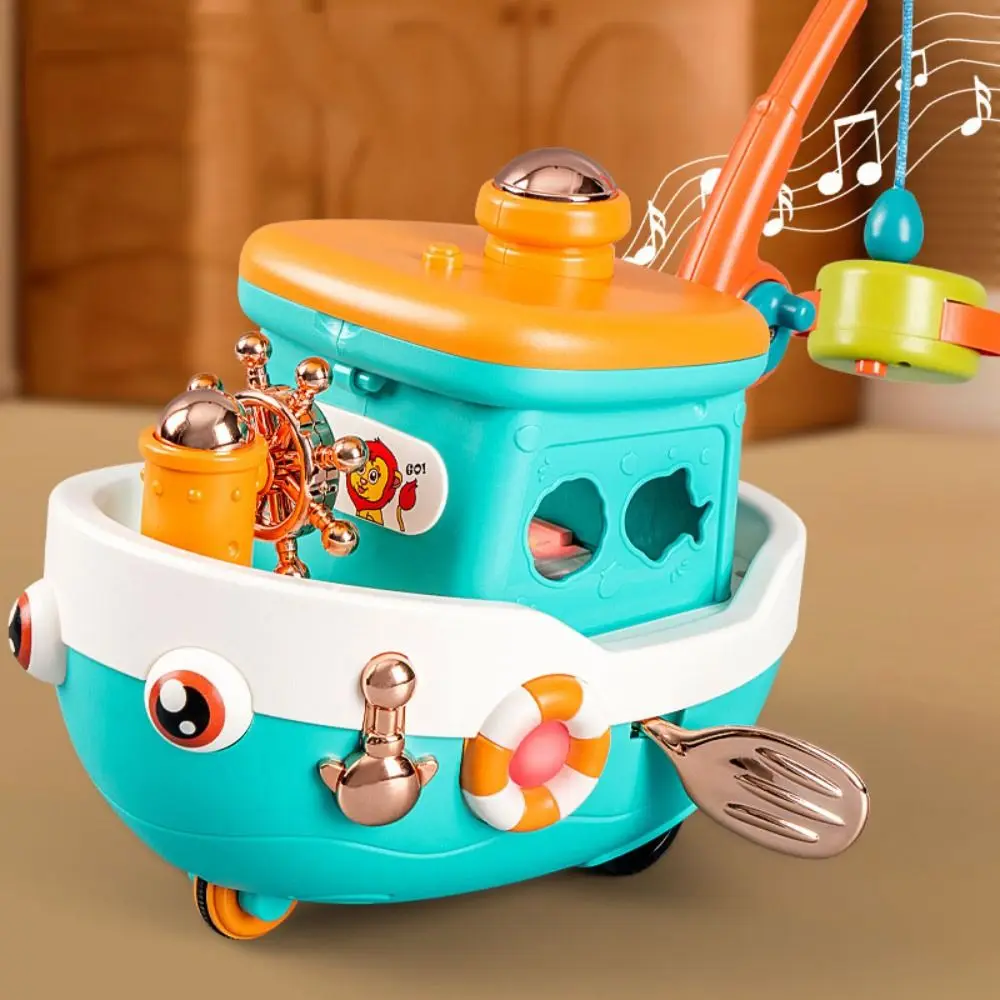 

Cute Electric Cruise Boat Toy Go Fish Storage Musical Sound Kids Toy Puzzle Cartoon Lights Sounds Ship Toy Desktop Ornament