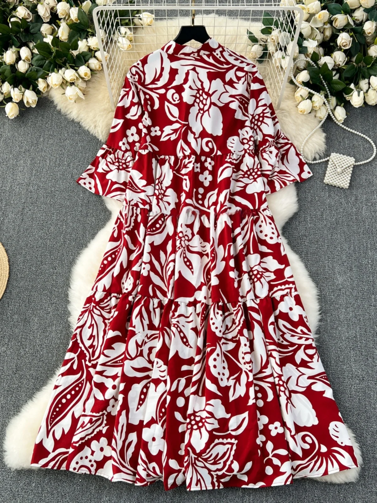 Duży Rozmiar Damska Luźna Spódnica w Kwiaty Wyszczuplająca z Wysokim Stanem w Kształcie Litery A Koreańska Wersja Wiosna Lato