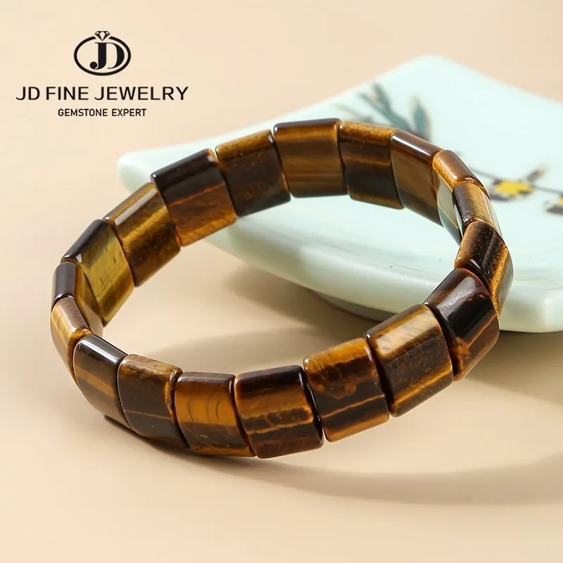 JD Natural Stone Colorful Tiger Eyes Beads Bangles Men Women Bracelets Handmade Crystal Jasper Energy Jewelry For Summer Gifts