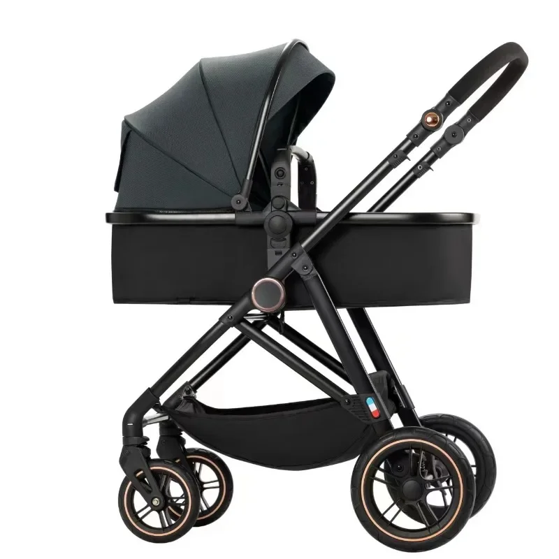 

High-landscape four-wheel baby strollers, baby walking artifact, folding two-way portable stroller, sitting, lying, and sleeping