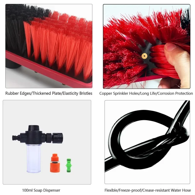 20/24FT Extension Water Fed Pole Tool, Brush Squeegee Kit, High Reach Washer for Window Glass and Solar Panel