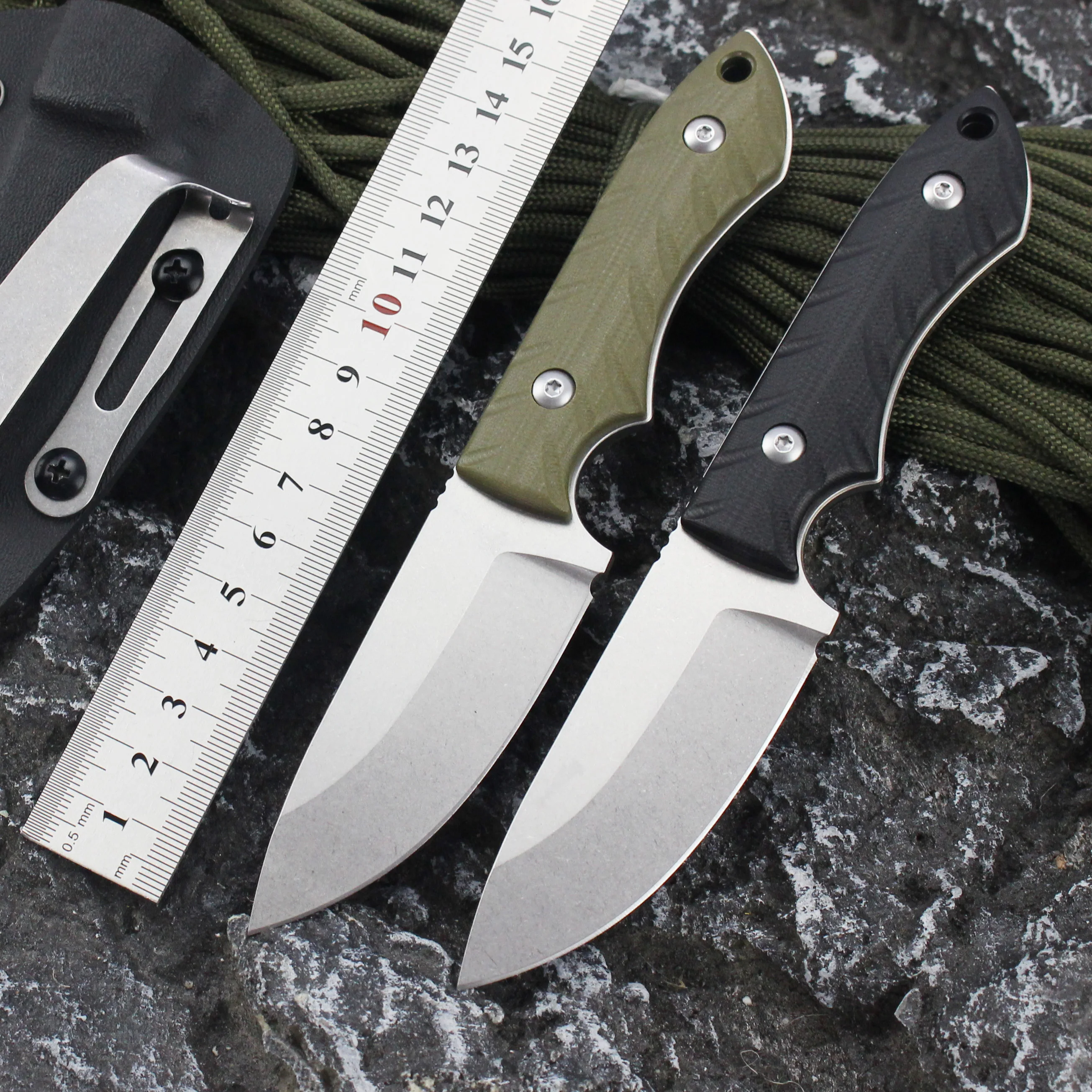 Tunafire GT0191 Outdoor Fixed Knife 14C28N steel Tactical Hunting Tool Knives Pocket EDC portable K sheath