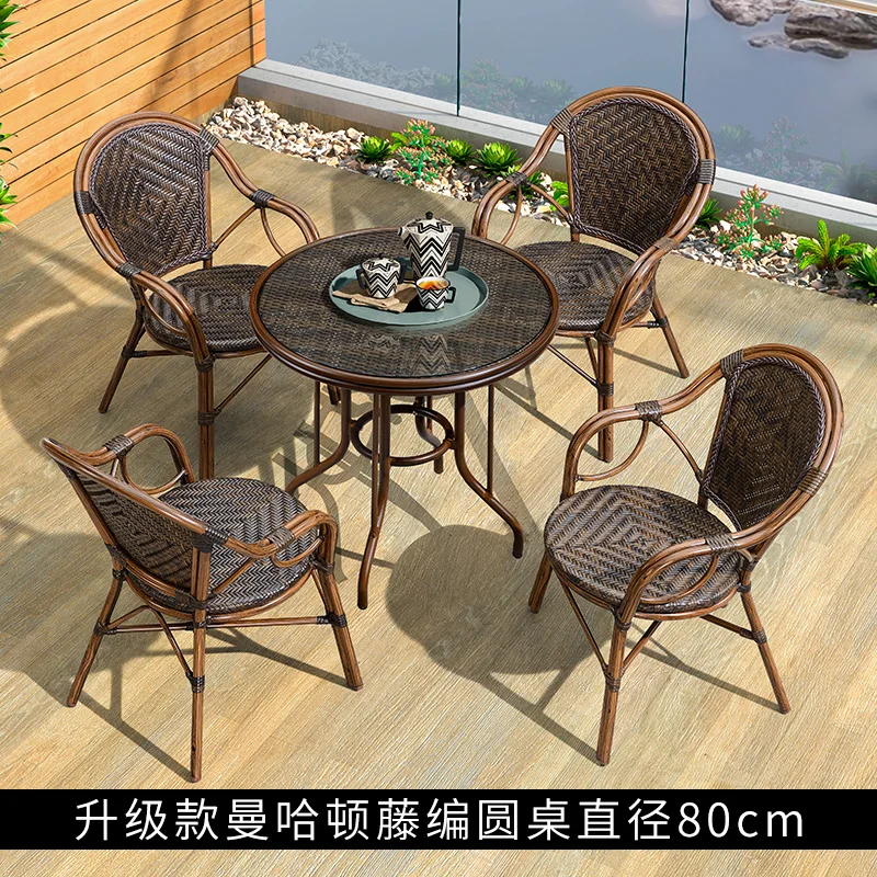 

Outdoor table and chair combination courtyard rattan chair three piece set terrace balcony small tea table leisure garden outdoo