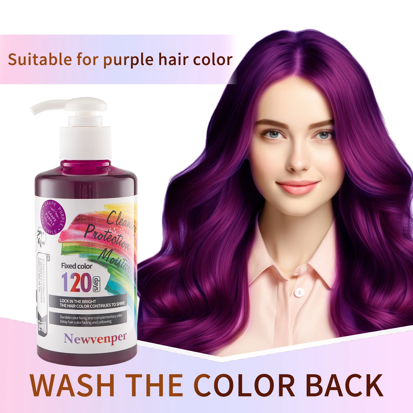 Purple Color-Fixing Shampoo Gray Hair Coverage Root Touch Up Long-lasting Color Fastness
