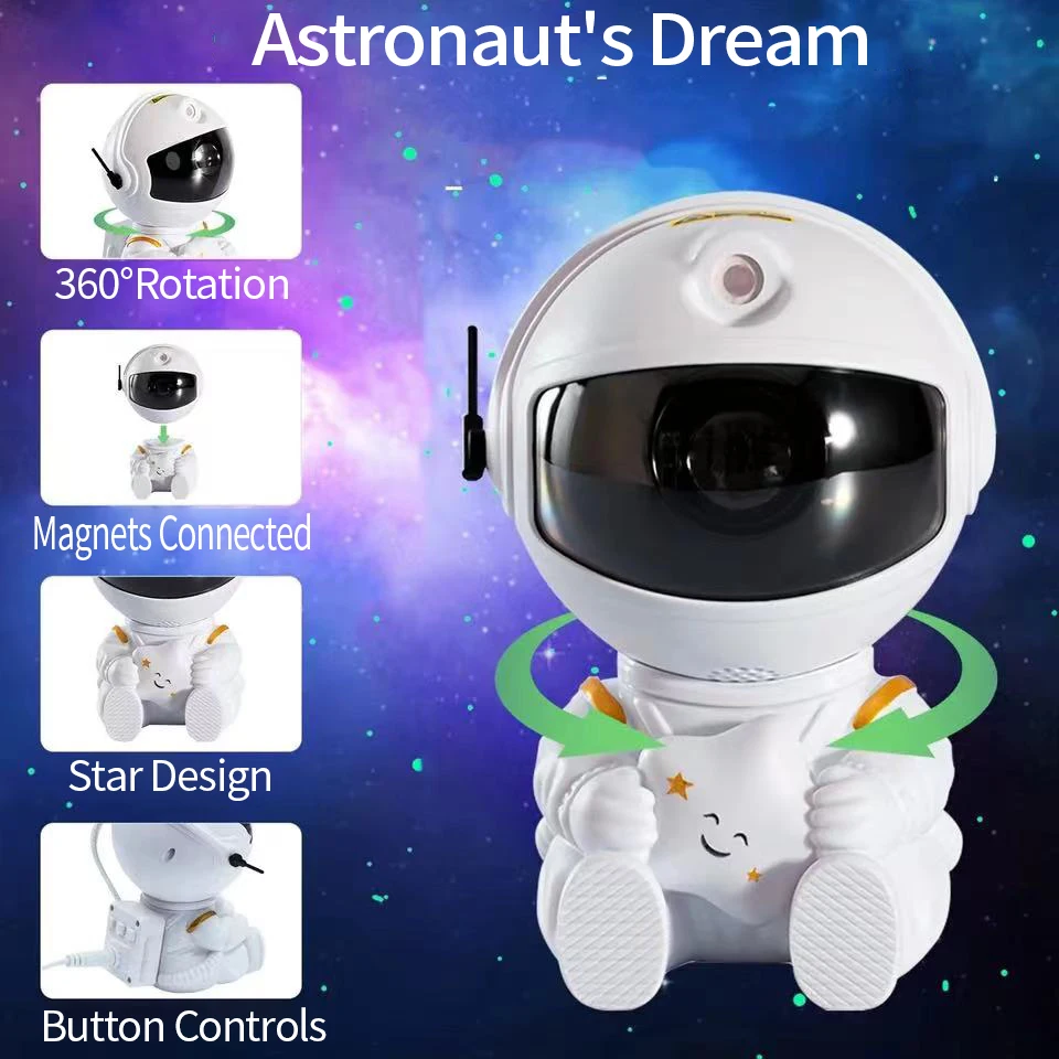 Astronaut Starry Sky Projection Light Full of Stars Ambient Light Spaceman Laser Nebula Water Ripple Bedroom Projection Light