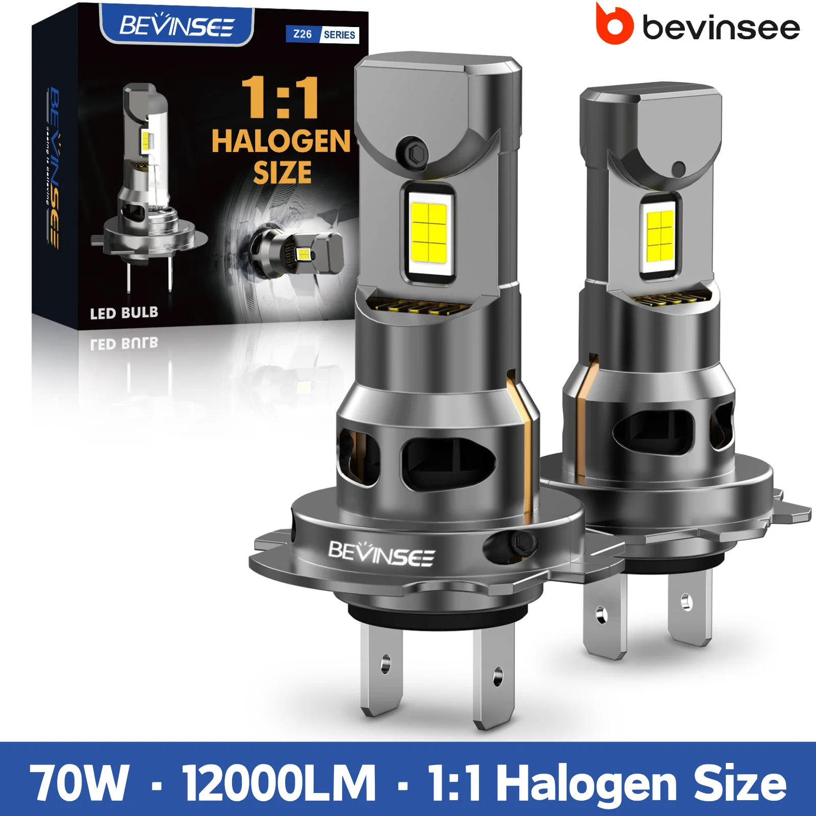 BEVINSEE 70W 12000LM H7 H11 H1 LED CANBUS Headlight Bulbs HB3 9005 HB4 9006 H8 H9 H27 880 881 Fog Lamps for VW Golf MK5 MK6 MK7