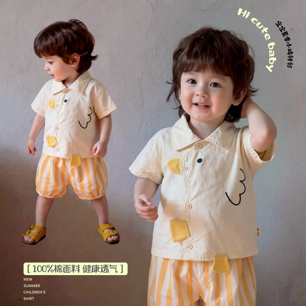 

Новая летняя повседневная футболка для малышей 2026 года с коротким рукавом, милым мультяшным принтом, из тонкого мягкого хлопка, для мальчиков и девочек, для ежедневной носки на улице, 0-4 года