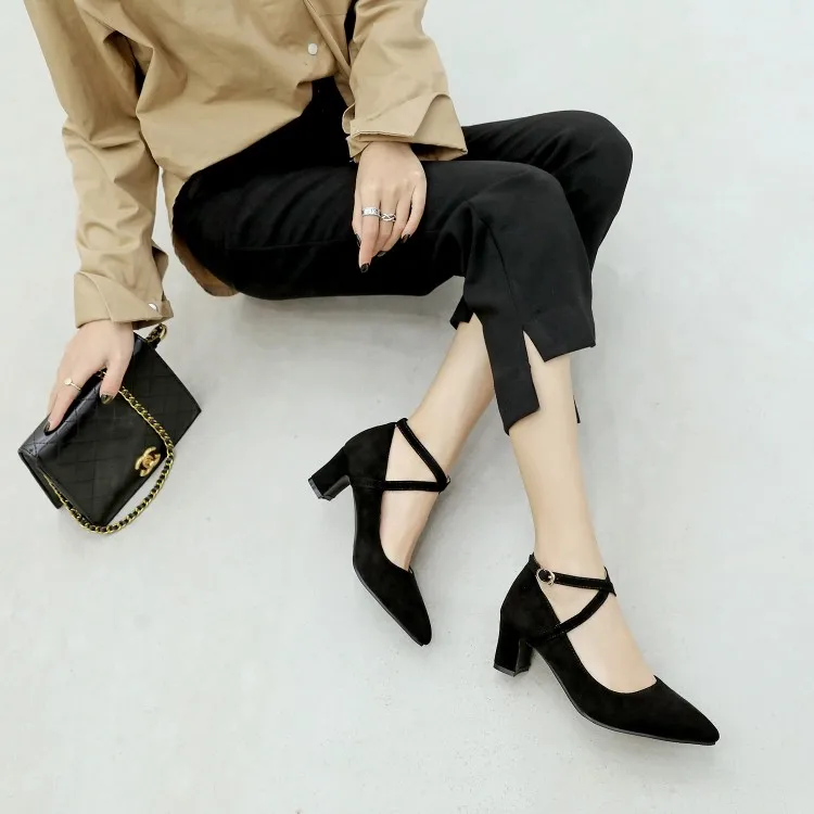 Big Size 9 10  11 12 13 14 15 16 17  ladies high heels women shoes woman pumps Pointed heavy-heeled single shoe